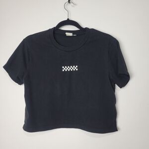 VANS WOMEN'S SHORT SLEEVE CROP TOP BLACK
